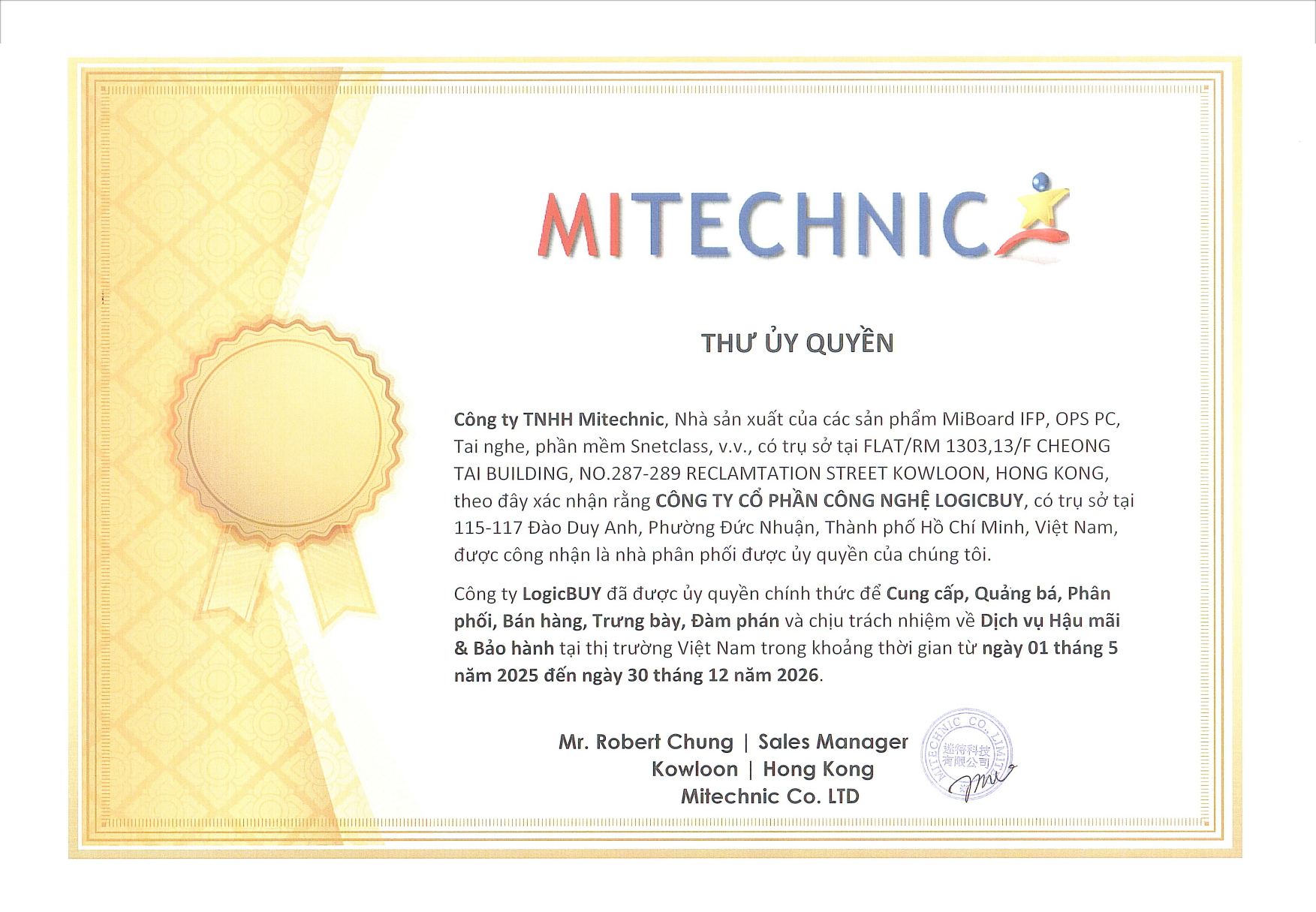LOGICBUY trở thành Nhà Phân Phối Được Ủy Quyền của Mitechnic tại Việt Nam